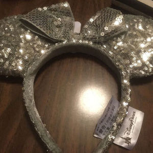 Silver Sequin Minnie Mouse Ears